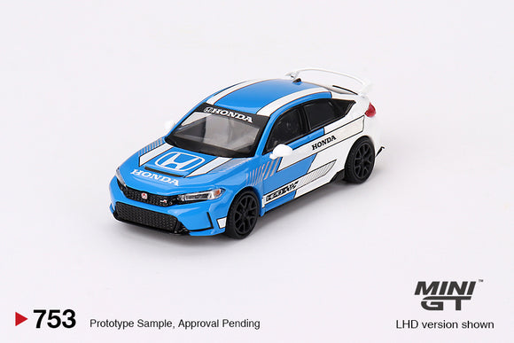 (Pre-Order) 1:64 Honda Civic Type R -- 2023 Pace Car Blue/White -- Mini GT