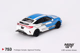 (Pre-Order) 1:64 Honda Civic Type R -- 2023 Pace Car Blue/White -- Mini GT