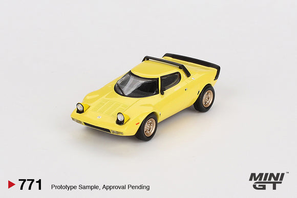 (Pre-Order) 1:64 Lancia Stratos HF Stradale -- Giallo Fly (Yellow) -- Mini GT