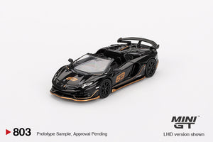 (Pre-Order) 1:64 Lamborghini Aventador SVJ 63 Roadster -- Nero Aldebaran -- Mini GT