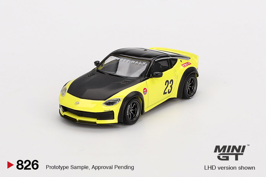 1:64 Nissan Z LB-NATION WORKS -- Ikazuchi Yellow -- Mini GT MGT00826