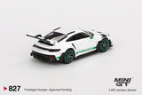 (Pre-Order) 1:64 Porsche 911 (992) GT3 RS -- White w/Green Accent Package -- Mini GT