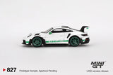 (Pre-Order) 1:64 Porsche 911 (992) GT3 RS -- White w/Green Accent Package -- Mini GT