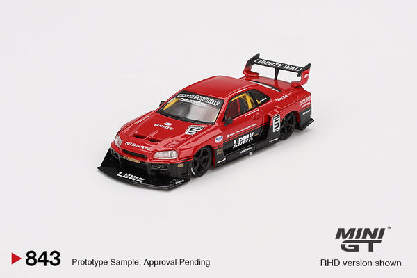 1:64 Nissan LB-ER34 Super Silhouette Skyline -- Red/Black -- Mini GT M