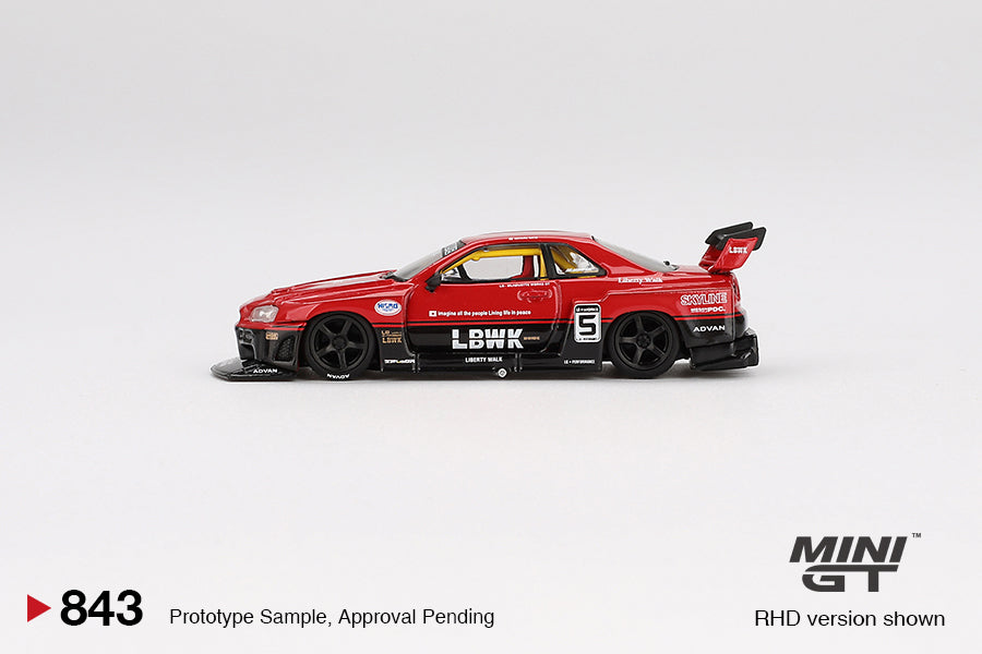 1:64 Nissan LB-ER34 Super Silhouette Skyline -- Red/Black