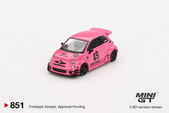 (Pre-Order) 1:64 Fiat Abarth 595 LB-WORKS x Abas Works -- Pink -- Mini GT MGT00851