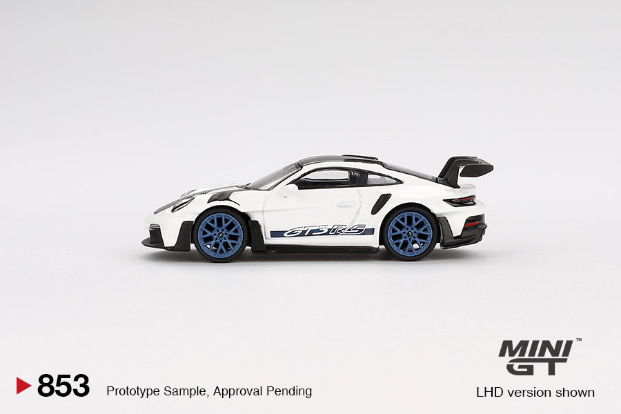 Pre-Order) 1:64 Porsche 911 (992) GT3 RS -- White w/Blue Accent Packa