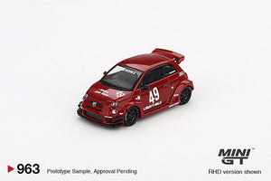 (Pre-Order) 1:64 Fiat Abarth 595 LB-WORKS x Abas Works -- Red -- Mini GT