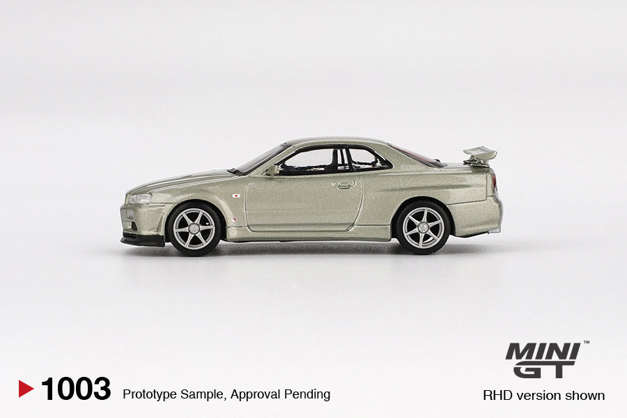 1:64 Nissan Skyline GT-R (R34) V-Spec II Nür - Millenium Jade - Mini G