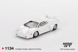 (Pre-Order) 1:64 Lamborghini Countach 25th Anniversary -- White -- Mini GT MGT01134