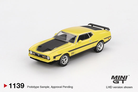 (Pre-Order) 1:64 Ford Mustang Mach 1 -- Grabber Yellow -- Mini GT MGT01139