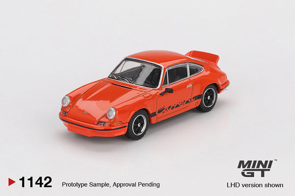(Pre-Order) 1:64 Porsche 911 Carrera RS 2.7 -- Tangerine w/ Black Livery -- Mini GT MGT01142