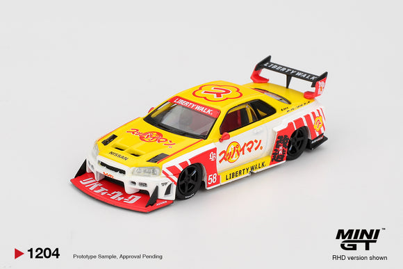 MINI GT Nissan LB-ER34 SKYLINE チャリティーコラボ Pre-Order) 1:64 Nissan LB-ER34 Super Silhouette Skyline -- Suppaiman
