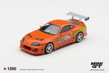 (Pre-Order) 1:64 Brian's Toyota Supra -- Orange -- Mini GT: Fast & Furious