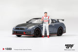 (Pre-Order) 1:64 Nissan R35 GTR NISMO 2024 -- Grey w/Matsuda Figure -- Mini GT MGT01333