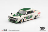 (Pre-Order) 1:64 Nissan Skyline LB-WORKS "HAKOSUKA" -- White / Green -- Mini GT MGT01343