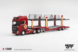 (Pre-Order) 1:64 Scania 770S A6x4NA Car Transporter -- Red -- Mini GT MGT01350 Truck