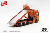 (Pre-Order) 1:64 Scania 770S B8x4NA Hooklift Flatbed -- Orange -- Mini GT Truck MGT01392