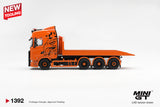 (Pre-Order) 1:64 Scania 770S B8x4NA Hooklift Flatbed -- Orange -- Mini GT Truck MGT01392