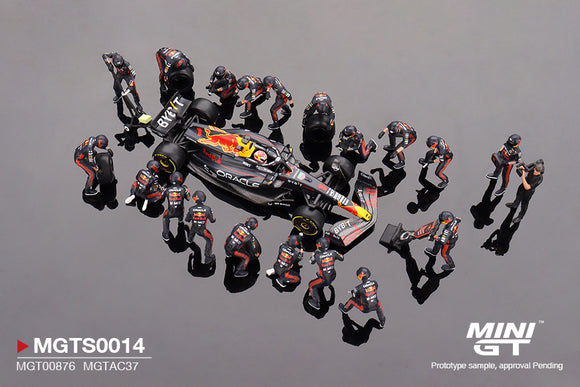 (Pre-Order) 1:64 2023 Max Verstappen -- Japanese GP Winner w/20 Piece Pit Crew Set -- Mini GT F1