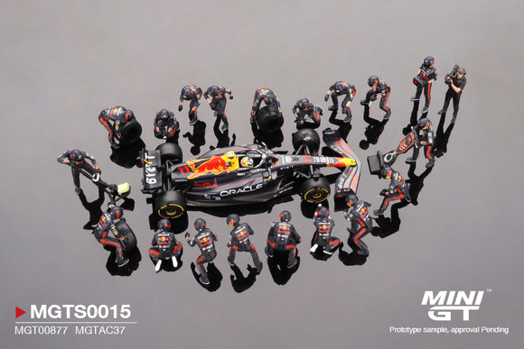 (Pre-Order) 1:64 2023 Sergio Perez -- Japanese GP w/20 Piece Pit Crew Set -- Mini GT F1