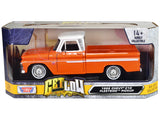 1:24 1966 Chevrolet C10 Fleetside Pickup -- Orange / White -- MotorMax Get Low