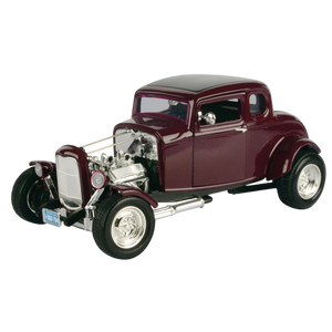 1:18 1932 Ford 5-Window Coupe Hot Rod -- Dark Red Metallic -- MotorMax
