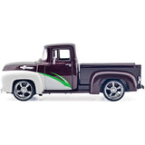 1:24 1956 Ford F100 Pickup -- White / Burgundy -- MotorMax: Kult Klassics