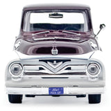 1:24 1956 Ford F100 Pickup -- White / Burgundy -- MotorMax: Kult Klassics