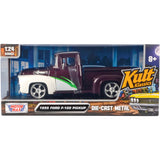 1:24 1956 Ford F100 Pickup -- White / Burgundy -- MotorMax: Kult Klassics