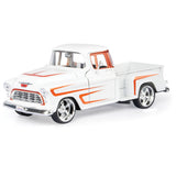1:24 1955 Chevrolet 3100 Stepside -- White / Orange -- MotorMax: Kult Klassics