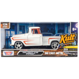 1:24 1955 Chevrolet 3100 Stepside -- White / Orange -- MotorMax: Kult Klassics