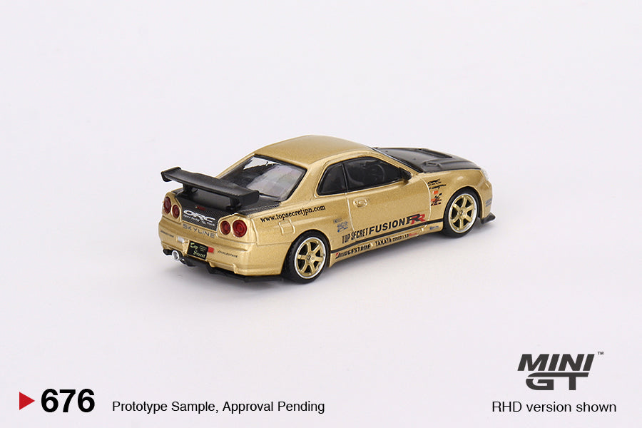 1:64 Nissan Skyline GT-R R34 Top Secret -- Gold -- Japan Limited -- Mi