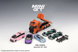 (Pre-Order) 1:64 Scania 770S B8x4NA Hooklift Flatbed -- Orange -- Mini GT Truck MGT01392