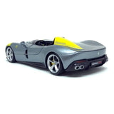 1:24 Ferrari Monza SP1 -- Silver Metallic with Yellow Stripes -- Bburago Race &