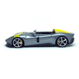 1:24 Ferrari Monza SP1 -- Silver Metallic with Yellow Stripes -- Bburago Race &