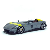 1:24 Ferrari Monza SP1 -- Silver Metallic with Yellow Stripes -- Bburago Race &