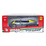 1:24 Ferrari Monza SP1 -- Silver Metallic with Yellow Stripes -- Bburago Race &