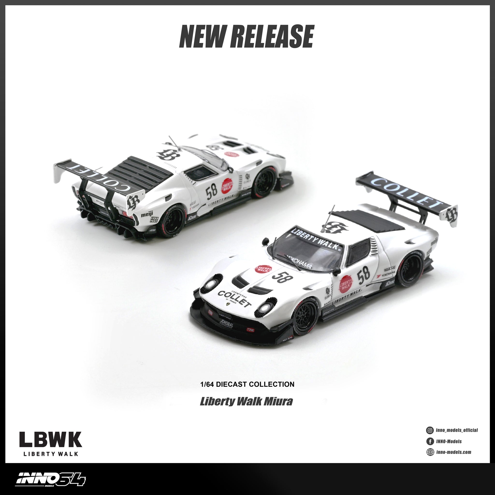 Pre-Order) 1:64 Lamborghini Miura GT LB-Silhouette WORKS -- #58 White