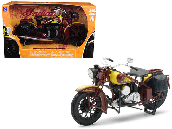1:12 1934 Indian Sport Scout -- Yellow/Brown -- New Ray Motorbike