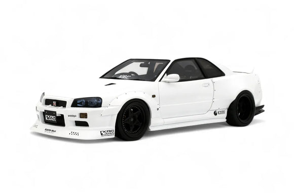 (Pre-Order) 1:18 Nissan Skyline GT-R R34 Widebody by KRC -- White -- Ottomobile