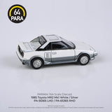 1:64 Toyota MR2 MK1 1985 (Closed Lights) -- White/Silver -- PARA64