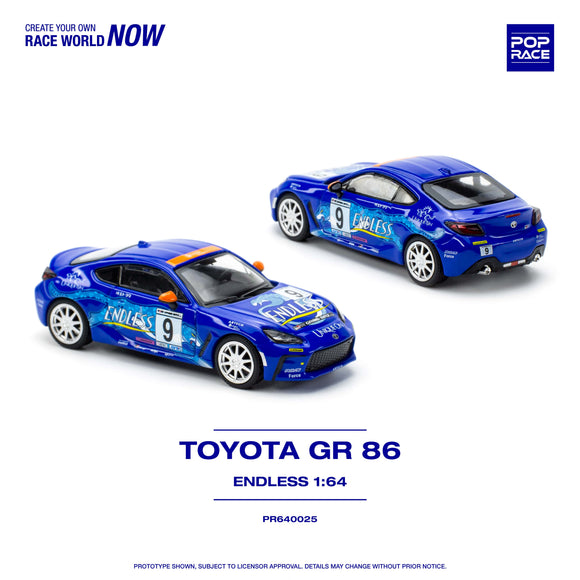 1:64 Toyota GR 86 -- #9 ENDLESS Blue -- Pop Race