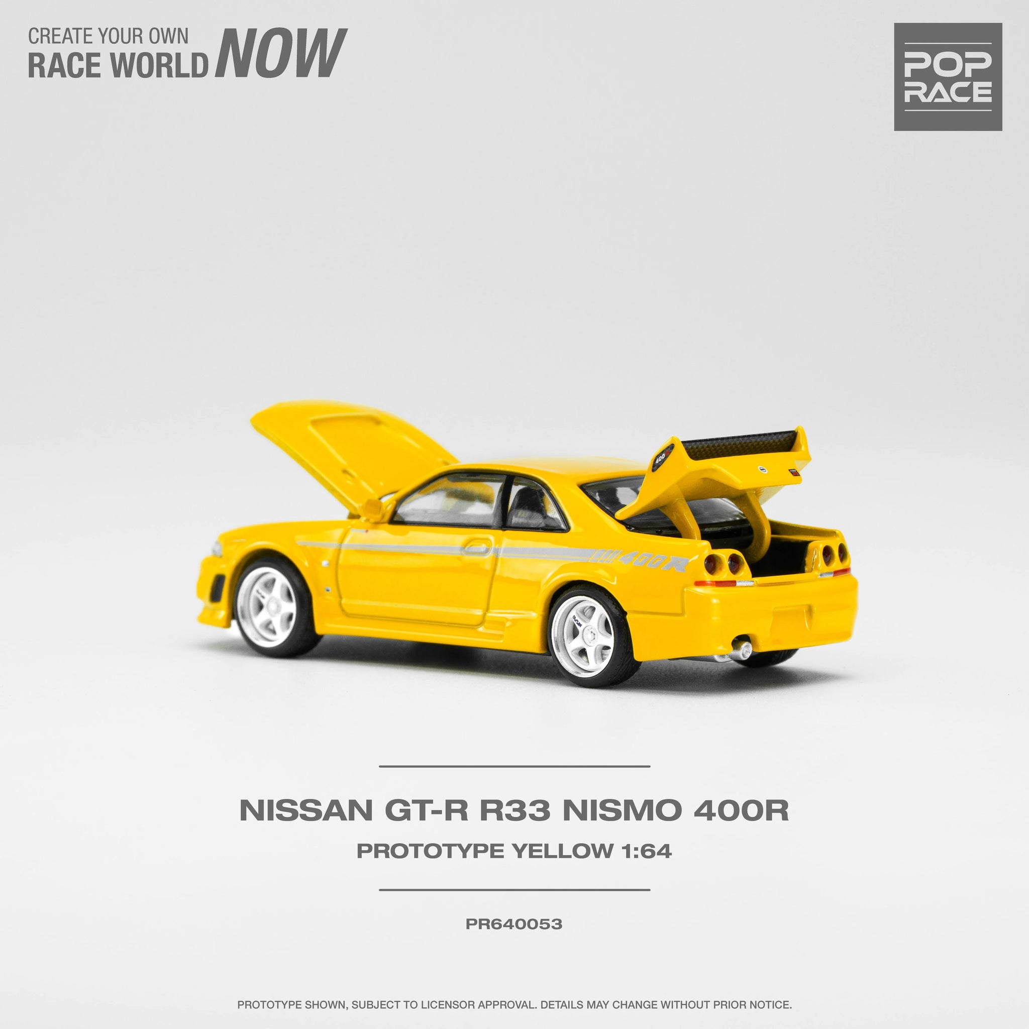 1:64 Nissan R33 Skyline GTR NISMO 400R -- Yellow -- Pop Race