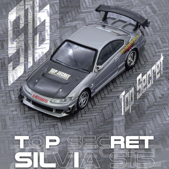 (Pre-Order) 1:64 Nissan (S15) Silvia TOP SECRET -- Silver -- INNO64