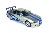 (Pre-Order) 1:18 Brian's Nissan R34 Skyline GTR -- Silver/Blue -- Fast & Furious -- Solido