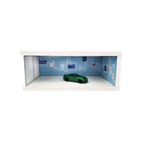1:64 Diorama – Blue Parking Space w/Light Box Miniature Scene -- SCJ 423-B