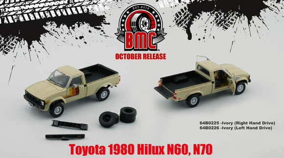 1:64 Toyota Hilux 1980 N60/N70 -- Ivory -- BM Creations