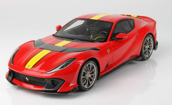 (Pre-Order) 1:18 Ferrari 812 Competizione 2021 -- Rosso Corsa Red/Yellow -- Bburago