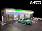 1:64 Family Mart Building w/Parking Lot Diorama Display w/LEDs -- G-Fans 710021